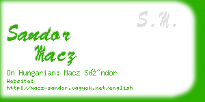 sandor macz business card